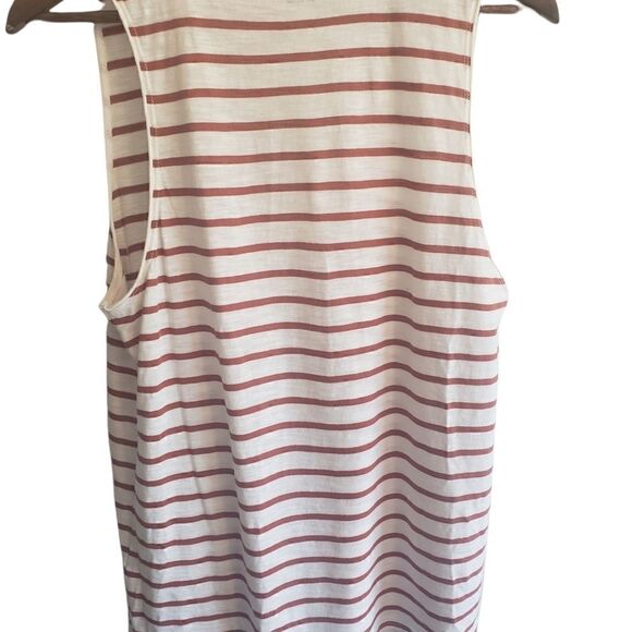 MADEWELL White and Brown Striped  Whisper Cotton Tank - Picture 3 of 4
